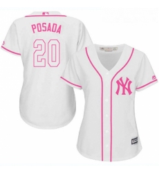 Womens Majestic New York Yankees 20 Jorge Posada Authentic White Fashion Cool Base MLB Jersey