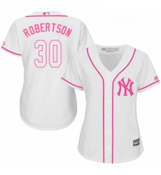 Womens Majestic New York Yankees 30 David Robertson Replica White Fashion Cool Base MLB Jersey 