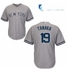 Youth Majestic New York Yankees 19 Masahiro Tanaka Replica Grey Road MLB Jersey