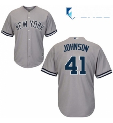 Youth Majestic New York Yankees 41 Randy Johnson Authentic Grey Road MLB Jersey