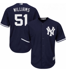 Youth Majestic New York Yankees 51 Bernie Williams Replica Navy Blue Alternate MLB Jersey