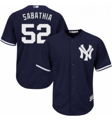 Youth Majestic New York Yankees 52 CC Sabathia Replica Navy Blue Alternate MLB Jersey