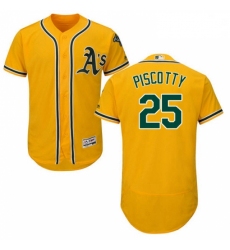 Mens Majestic Oakland Athletics 25 Stephen Piscotty Gold Alternate Flex Base Authentic Collection MLB Jersey