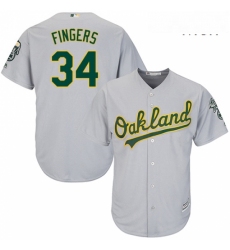 Mens Majestic Oakland Athletics 34 Rollie Fingers Replica Grey Road Cool Base MLB Jersey