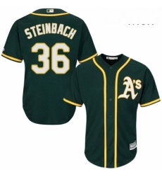 Mens Majestic Oakland Athletics 36 Terry Steinbach Replica Green Alternate 1 Cool Base MLB Jersey