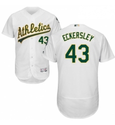 Mens Majestic Oakland Athletics 43 Dennis Eckersley White Home Flex Base Authentic Collection MLB Jersey