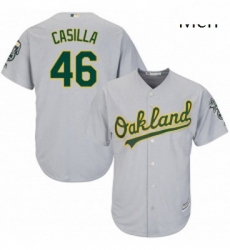 Mens Majestic Oakland Athletics 46 Santiago Casilla Replica Grey Road Cool Base MLB Jersey