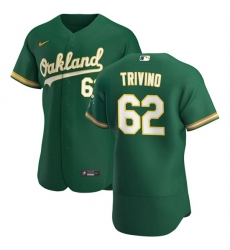 Oakland Athletics 62 Lou Trivino Men Nike Kelly Green Alternate 2020 Authentic Player MLB Jersey