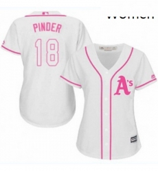 Womens Majestic Oakland Athletics 18 Chad Pinder Authentic White Fashion Cool Base MLB Jersey 