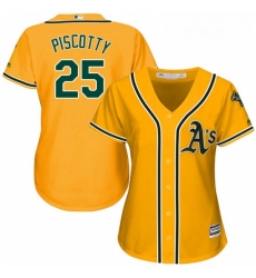 Womens Majestic Oakland Athletics 25 Stephen Piscotty Replica Gold Alternate 2 Cool Base MLB Jersey 