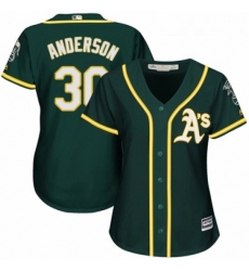 Womens Majestic Oakland Athletics 30 Brett Anderson Authentic Green Alternate 1 Cool Base MLB Jersey 