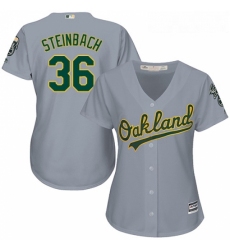 Womens Majestic Oakland Athletics 36 Terry Steinbach Authentic Grey Road Cool Base MLB Jersey