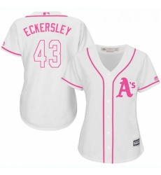 Womens Majestic Oakland Athletics 43 Dennis Eckersley Replica White Fashion Cool Base MLB Jersey