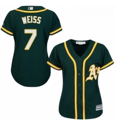 Womens Majestic Oakland Athletics 7 Walt Weiss Authentic Green Alternate 1 Cool Base MLB Jersey