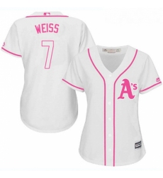 Womens Majestic Oakland Athletics 7 Walt Weiss Authentic White Fashion Cool Base MLB Jersey