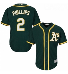 Youth Majestic Oakland Athletics 2 Tony Phillips Replica Green Alternate 1 Cool Base MLB Jersey