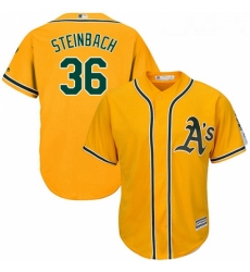 Youth Majestic Oakland Athletics 36 Terry Steinbach Replica Gold Alternate 2 Cool Base MLB Jersey