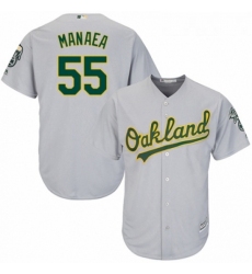 Youth Majestic Oakland Athletics 55 Sean Manaea Replica Grey Road Cool Base MLB Jersey 