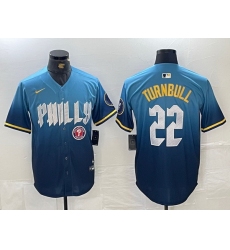 Men Philadelphia Phillies 22 Spencer Turnbull Blue 2024 City Connect Limited Stitched Jersey 4