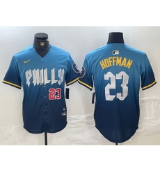 Men Philadelphia Phillies 23 Jeff Hoffman Blue 2024 City Connect Limited Stitched Jersey 4