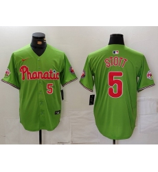 Men Philadelphia Phillies 5 Bryson Stott Green With Patch Stitched Jersey 2