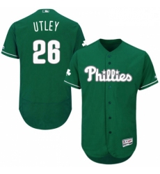 Mens Majestic Philadelphia Phillies 26 Chase Utley Green Celtic Flexbase Authentic Collection MLB Jersey