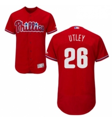 Mens Majestic Philadelphia Phillies 26 Chase Utley Red Alternate Flex Base Authentic Collection MLB Jersey 