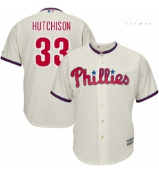 Mens Majestic Philadelphia Phillies 33 Drew Hutchison Replica Cream Alternate Cool Base MLB Jersey 