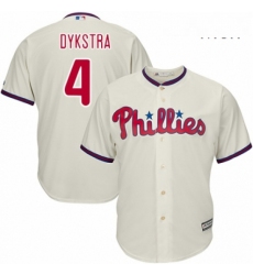 Mens Majestic Philadelphia Phillies 4 Lenny Dykstra Replica Cream Alternate Cool Base MLB Jersey 