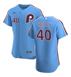 Philadelphia Phillies 40 Adam Haseley Men Nike Light Blue Alternate 2020 Authentic Player MLB Jersey