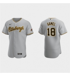 Men Pittsburgh Pirates 18 Ben Gamel Grey Flex Base Stitched Jerse