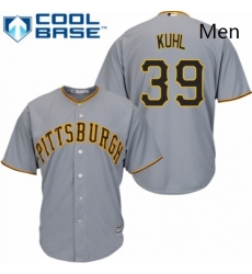 Mens Majestic Pittsburgh Pirates 39 Chad Kuhl Replica Grey Road Cool Base MLB Jersey 