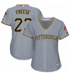 Womens Majestic Pittsburgh Pirates 23 David Freese Authentic Grey Road Cool Base MLB Jersey 