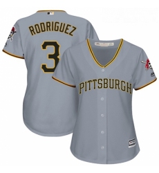 Womens Majestic Pittsburgh Pirates 3 Sean Rodriguez Replica Grey Road Cool Base MLB Jersey 