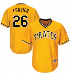 Youth Majestic Pittsburgh Pirates 26 Adam Frazier Authentic Gold Alternate Cool Base MLB Jersey 