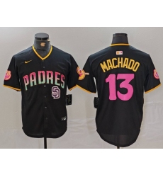 Men San Diego Padres 13 Manny Machado Black Cool Base Stitched Baseball Jersey 3