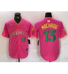 Men San Diego Padres 13 Manny Machado Pink Cool Base Stitched Baseball Jersey 2