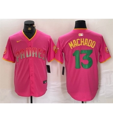 Men San Diego Padres 13 Manny Machado Pink Cool Base Stitched Baseball Jersey