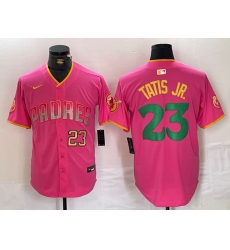 Men San Diego Padres 23 Fernando Tatis Jr  Pink Cool Base Stitched Baseball Jersey 2