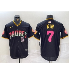 Men San Diego Padres 7 Ha Seong Kim Black Cool Base Stitched Baseball Jersey 2
