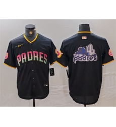 Men San Diego Padres Black Team Big Logo Cool Base Stitched Baseball Jersey