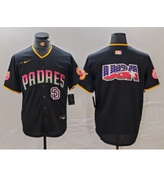 Men San Diego Padres Black Team Big Logo Cool Base Stitched Baseball JerseyS 1