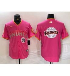 Men San Diego Padres Team Big Logo Pink Cool Base Stitched Baseball Jersey 5