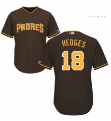 Mens Majestic San Diego Padres 18 Austin Hedges Replica Brown Alternate Cool Base MLB Jersey 