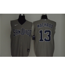 Padres 13 Manny Machado Gray Nike Cool Base Sleeveless Jersey