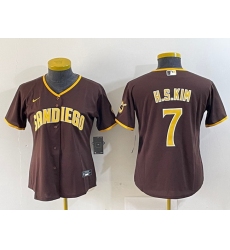 Women San Diego Padres 7 Ha Seong Kim Brown Stitched Baseball Jersey