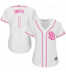 Womens Majestic San Diego Padres 1 Ozzie Smith Replica White Fashion Cool Base MLB Jersey