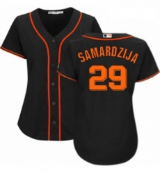 Womens Majestic San Francisco Giants 29 Jeff Samardzija Replica Black Alternate Cool Base MLB Jersey