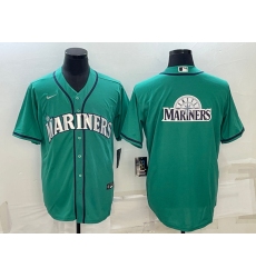 Men Seattle Mariners Aqua Team Big Logo Cool Base Stitched Jersey