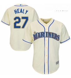 Mens Majestic Seattle Mariners 27 Ryon Healy Replica Cream Alternate Cool Base MLB Jersey 